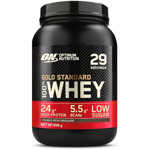 Optimum Nutrition Gold Standard Whey Protein Muscle Building Powder Glutamine Amino Acids Double Rich Chocolate 29Servings 899g Packaging May Vary
