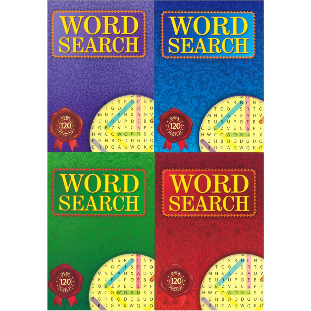 Wfgraham Set Of 4 A5 Word Search Puzzles Pads Adults Brain Teaser Challenges