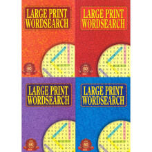 Set of 4 A4 Large Print Word Search Puzzles Pads Adults Brain Teaser Challenges
