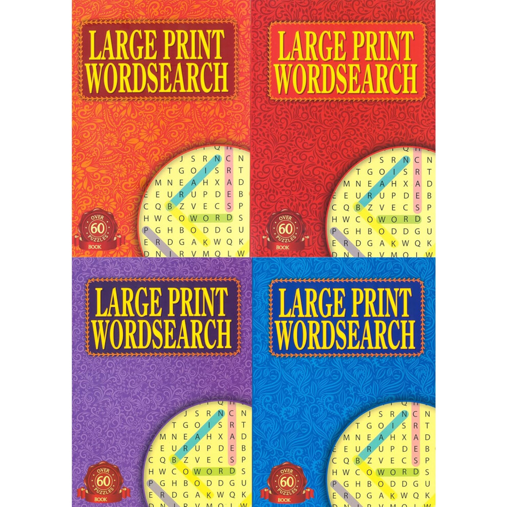 Wfgraham Set Of 4 A4 Large Print Word Search Puzzles Pads Adults Brain Teaser Challenges