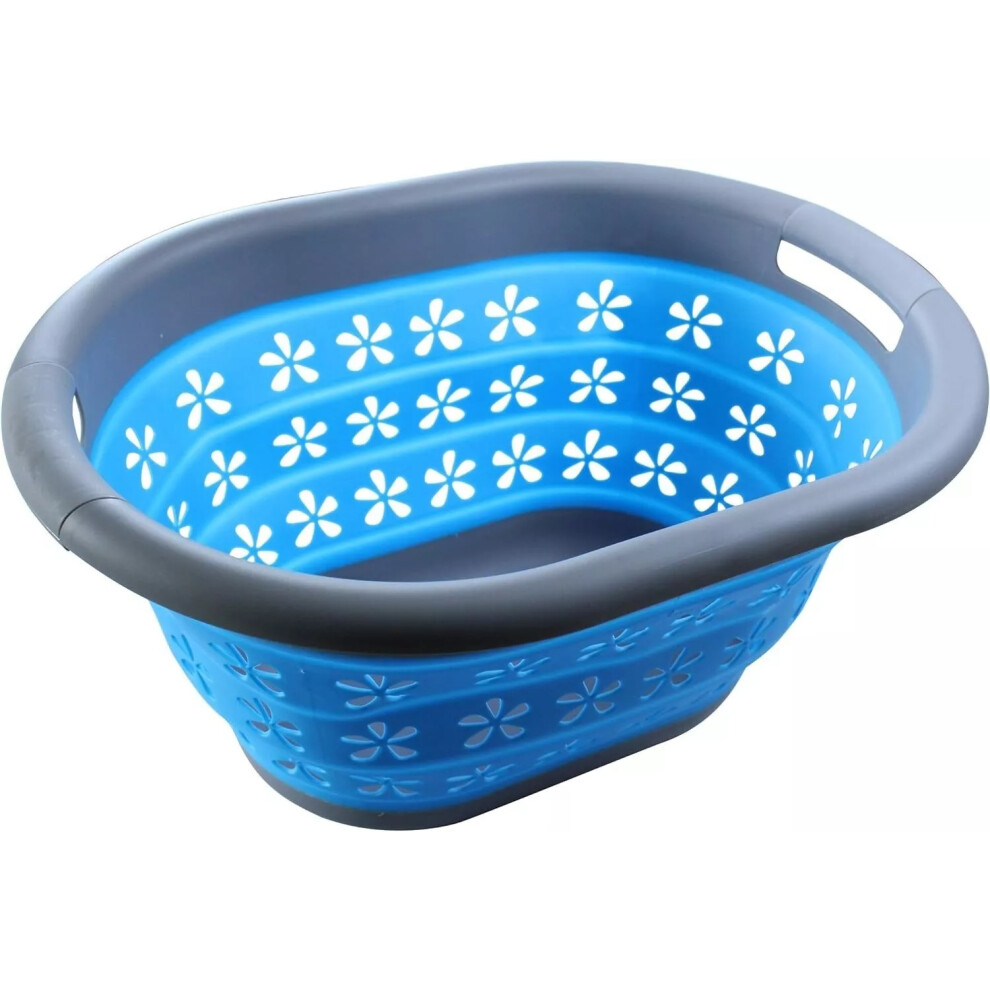 HEAVY DUTY Collapsible Folding BPA Free Space Saving Laundry Clothes Washing Basket Storage Bin - Blue