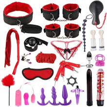 (Red) 26Pcs Nylon Bundled Toolkit Sex-Y Toys Yoga Nylon Bundle Set, Adult, Couple, Beginner Role-playing Game Toy