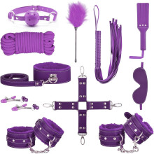 (Purple) 11PCS SM Toys for Couple Sex Bondaged Bed Restraints Tied Down Wrist&Ankle Sex Swing Hanging Sling Adjustable Neck and Leg Cuffs BDSM Kit