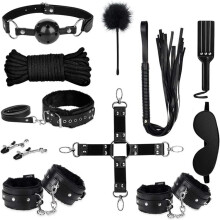(Black) 11PCS SM Toys for Couple Sex Bondaged Bed Restraints Tied Down Wrist&Ankle Sex Swing Hanging Sling Adjustable Neck and Leg Cuffs BDSM Kit