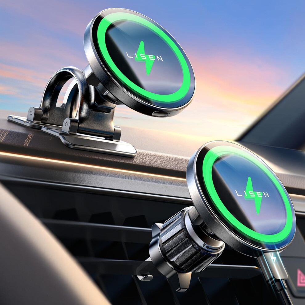 For Magsafe Car Mount Charger Wireless 15W Car Charger For Iphone [Powerful Magnets] Magnetic Car Phone Holder Mount Wireless Fast Charging For Magsaf 7386060609197
