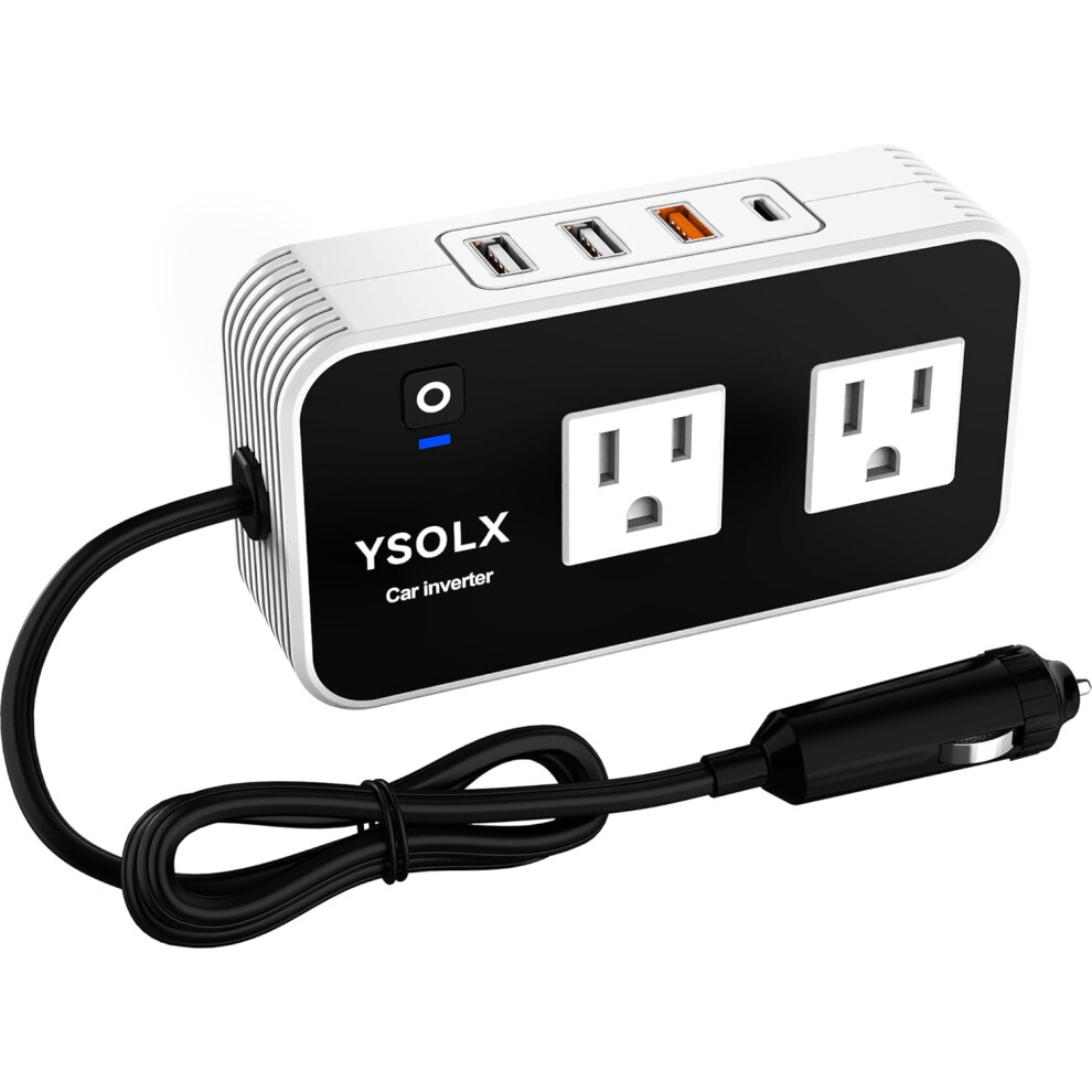 200W Car Power Inverter, Dc 12V To 110V Ac Converter, Fast Car Charger Adapter With 18W Quick Charge/ 20W Usb-C/ 4.8A Dual Usb/Dual 110V Ac Outlet, Ca 7386060609586