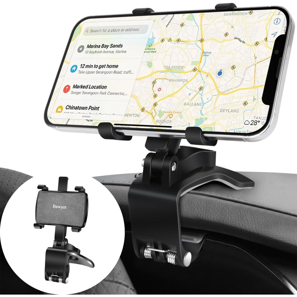 Car Phone Holder For Dashboard 360 Degree Rotation Multifunctional One Hand Operation Clip Design Phone Mount Compatible With 4-7 Inch Smartphones 7386060606974