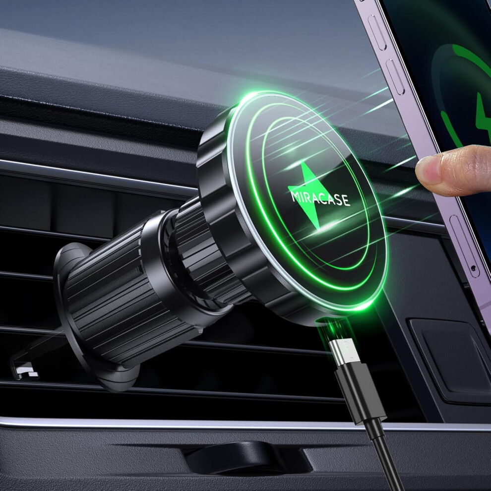 for MagSafe Car Mount Charger,15W Fast Charging Magnetic Wireless Car Charger, Car Phone Holder Mount for Vent Fit iPhone 15 Pro Max Plus/iPhone 14/13