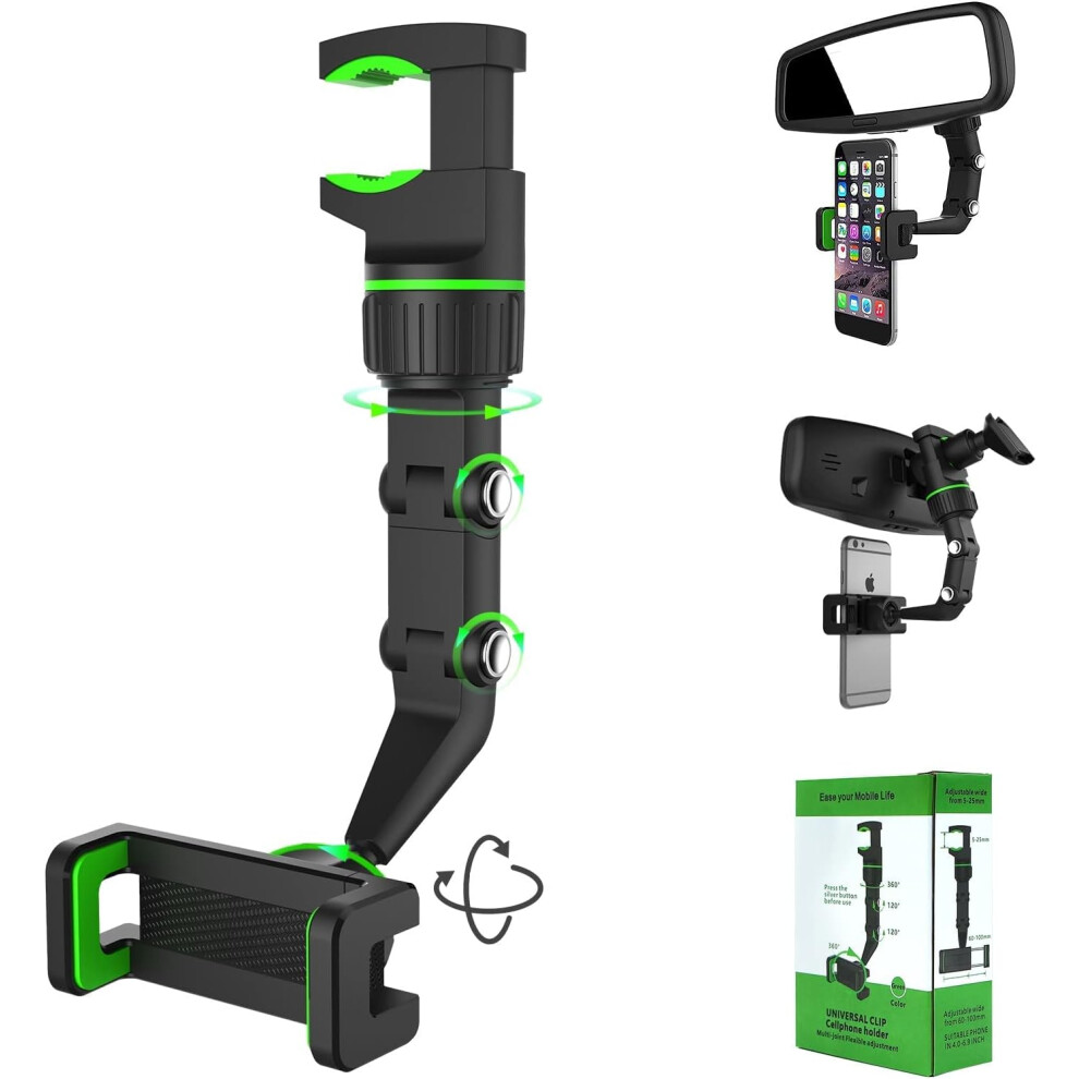 Multifunctional Rearview Mirror Phone Holder, Rotatable And Retractable, 360 Rotating, Suitable For Iphone And Smartphones 7386060608336