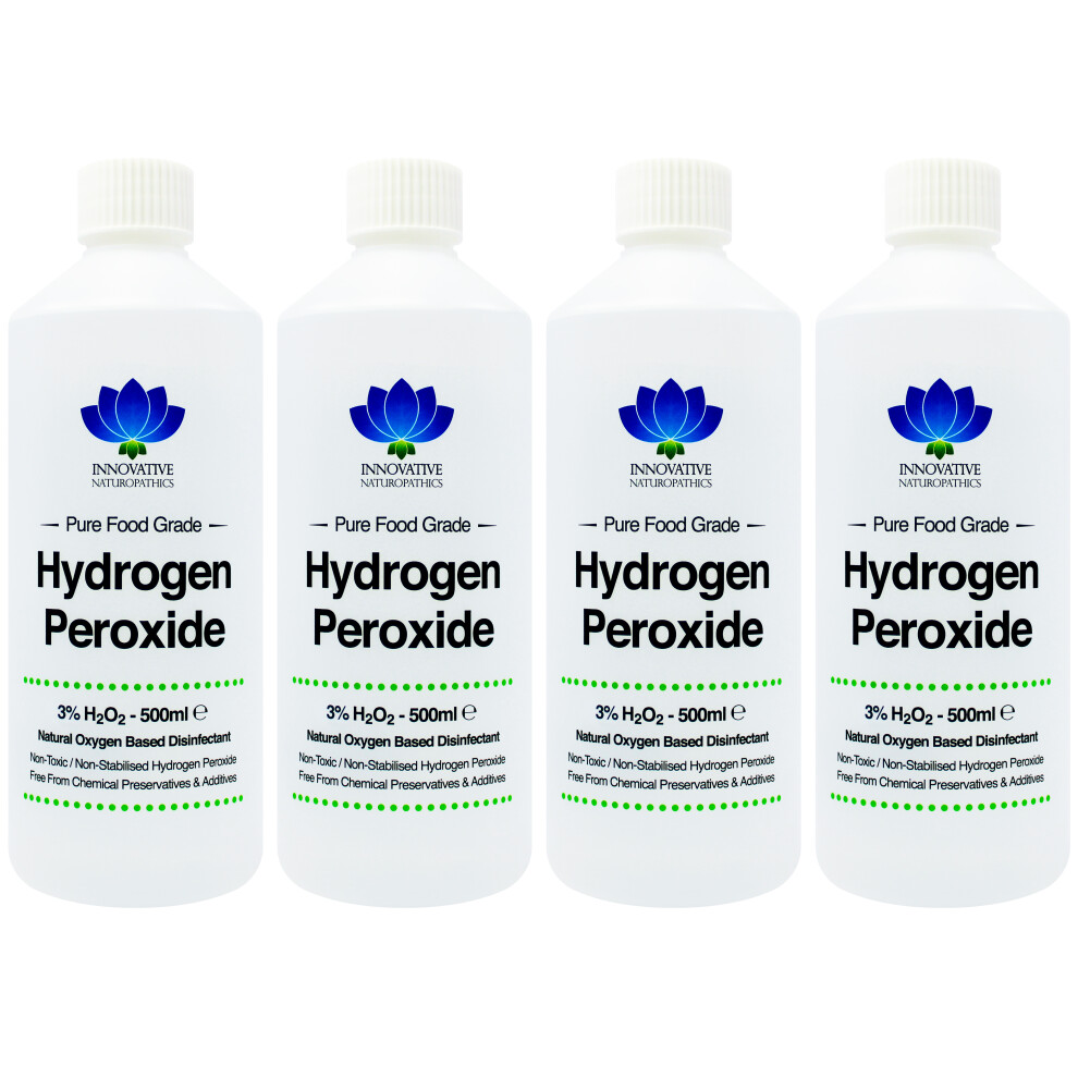 Innovative Naturopathics Food Grade Hydrogen Peroxide - Purest Grade 3% - 2 Litres (4 X 500Ml)