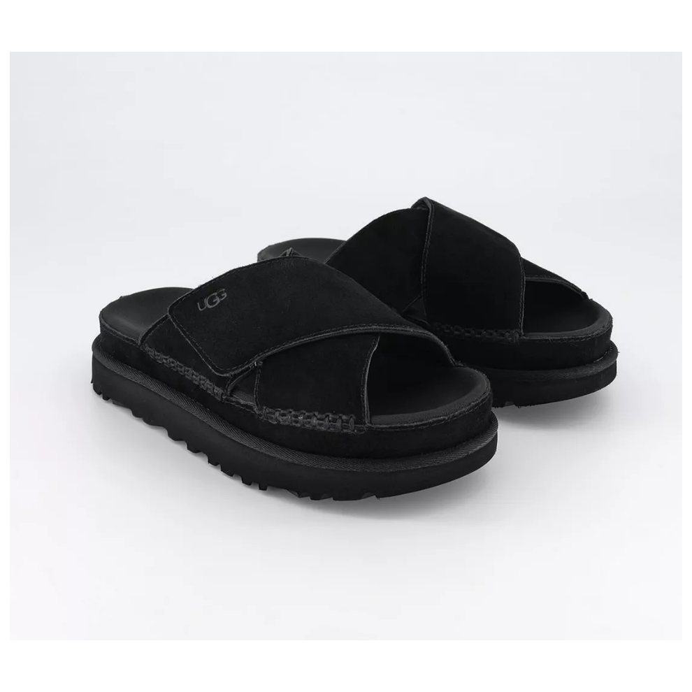 UGG Goldenstar Suede Slider Sandals, Black - Size 5