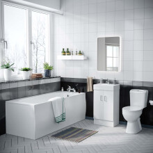 Nes Home 450mm Freestanding Basin Vanity Unit, Close Coupled Toilet & Round Bath