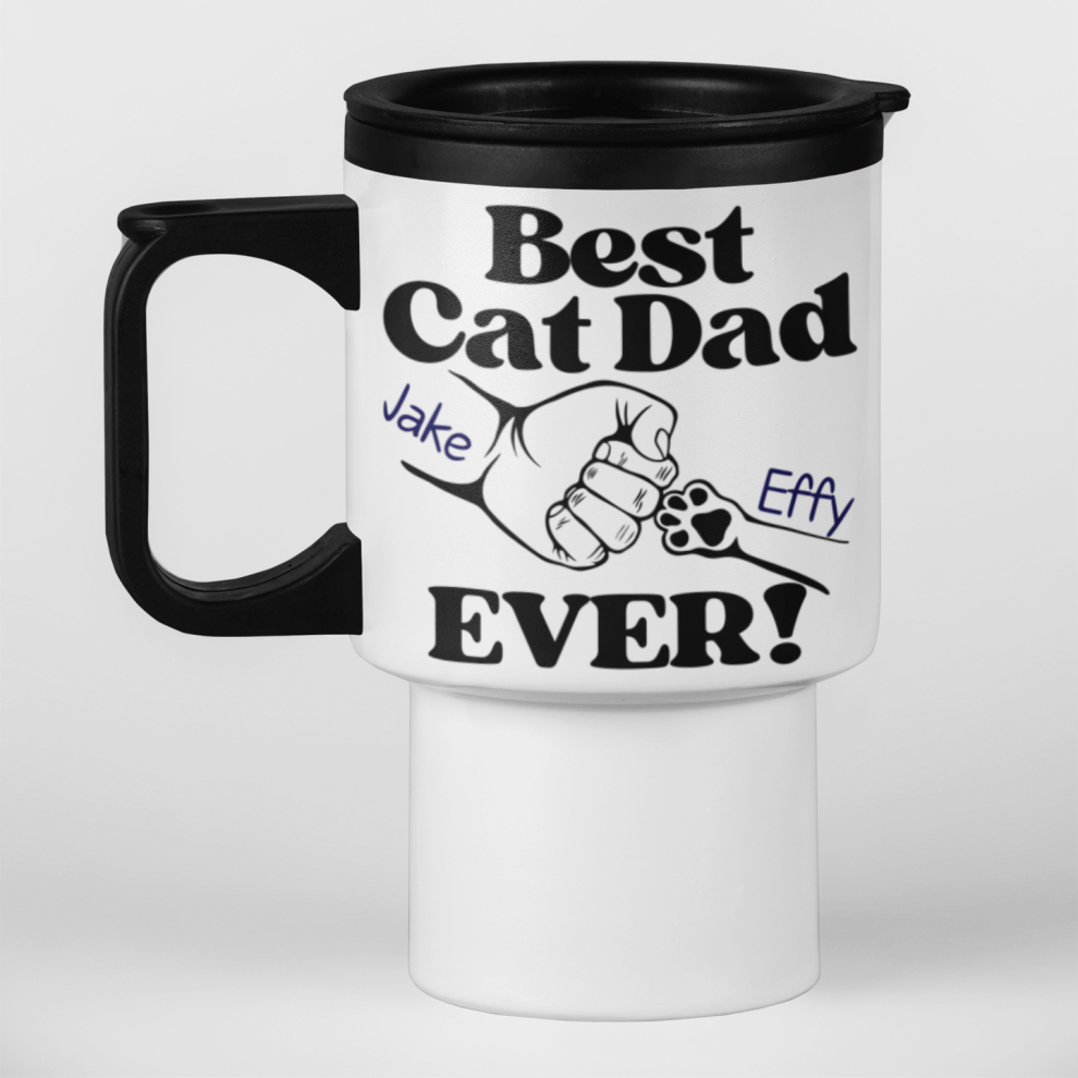 Personalised Cat Dad Travel Mug - Best Cat Dad Ever