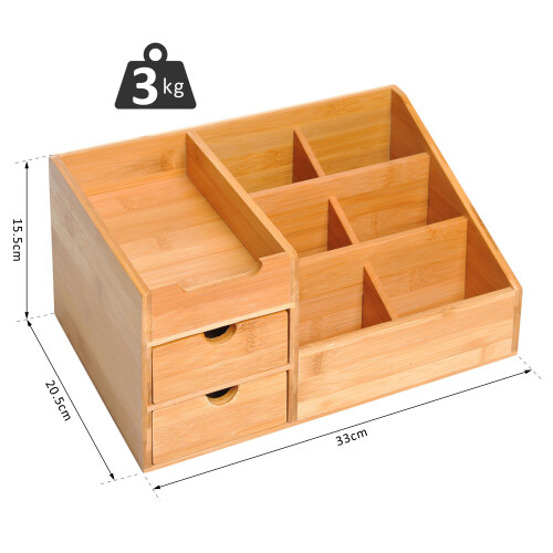 Homcom HOMCOM Organiser Holder Multi-Function Storage Caddy Drawers Natural Bamboo 1