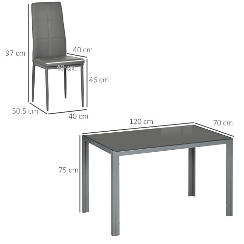 Homcom HOMCOM 5 Piece Dining Set Table and 4 Chairs Set for 4 Persons Kitchen Glasstop 1