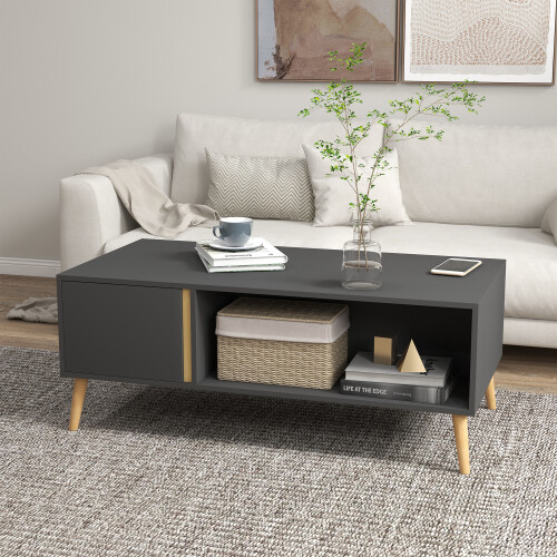 Homcom HOMCOM Coffee Table Modern Centre Table with Storage Rectangular Side Table Grey 2
