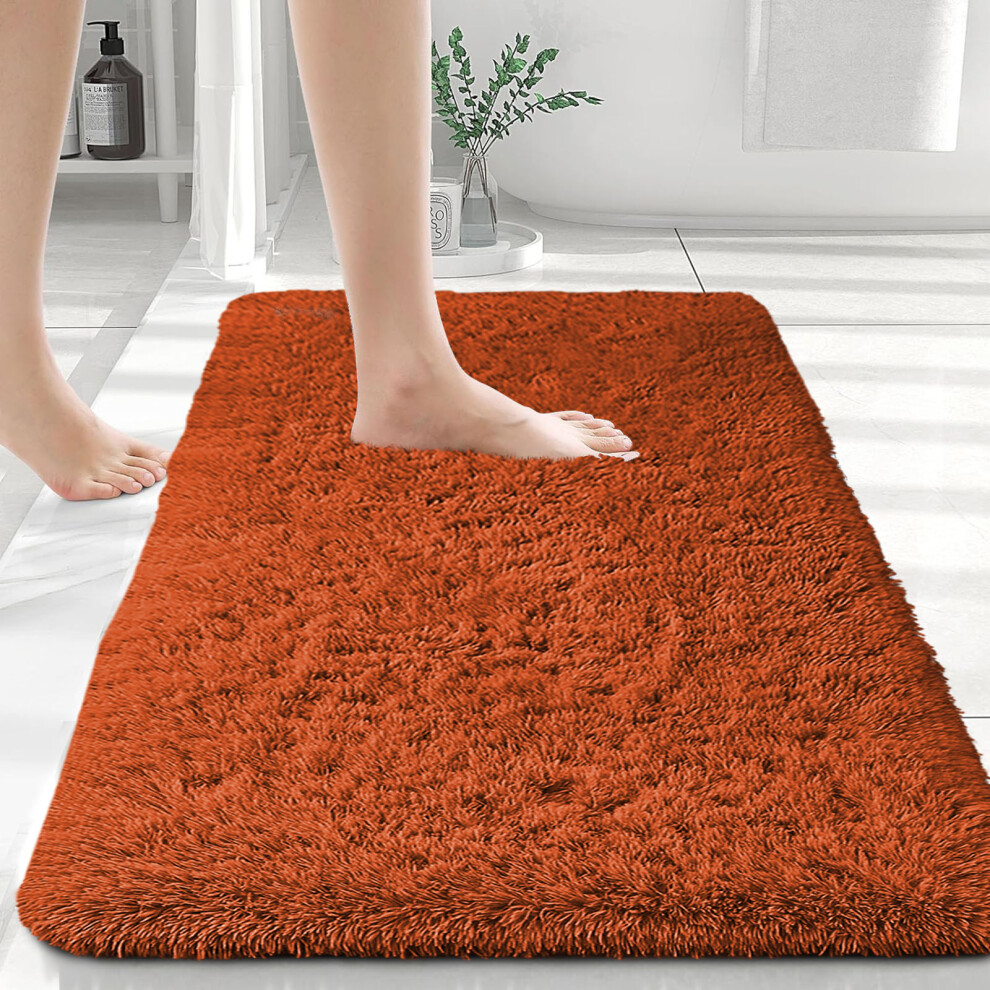 (50cm x 80cm (1ft 6" x 2ft 6")- Mat, Orange) Extra Large Rug Soft Shaggy Living Room Carpet Mat