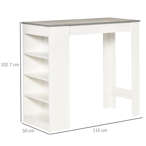 Homcom HOMCOM Bar Table Coffee Table Kitchen Dining Table with 4-Tier Shelf Grey 1