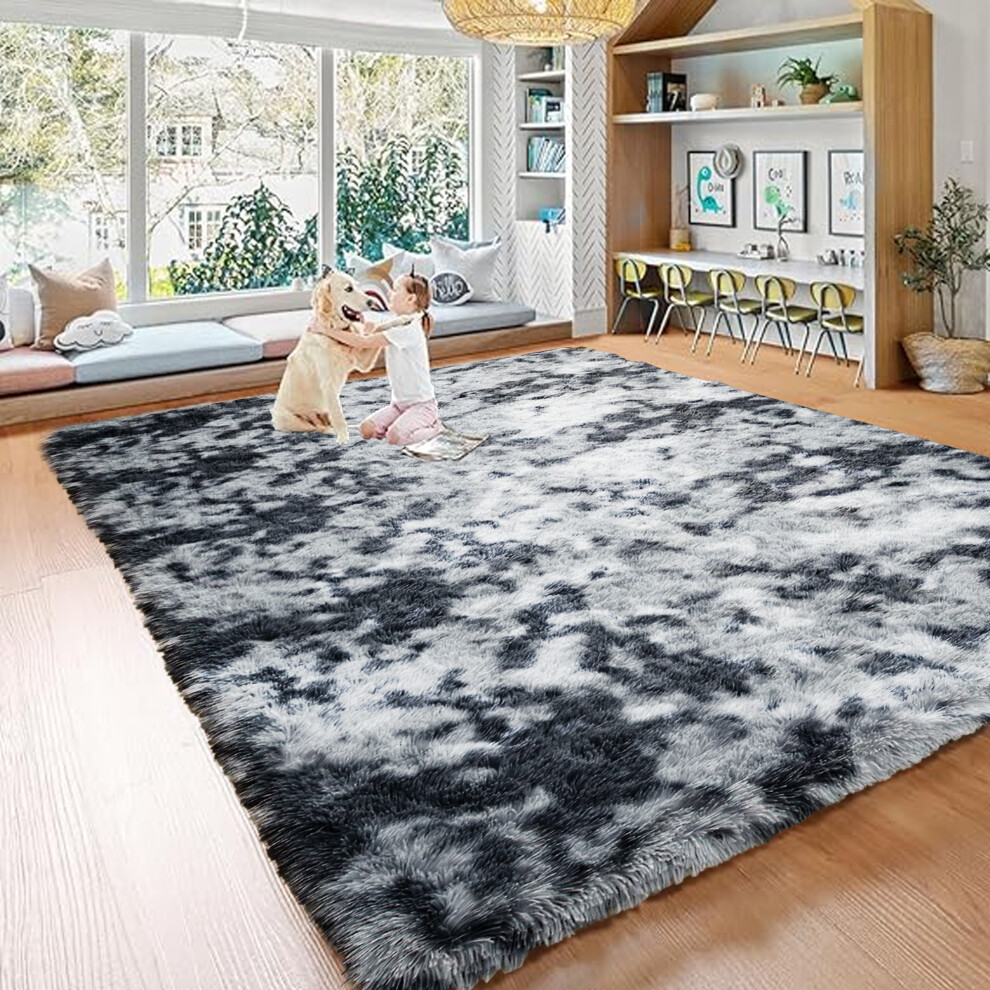 (120cm x 170cm (4ft x 5ft 8"), Dark Grey) Extra Large Rug Soft Shaggy Living Room Carpet Mat