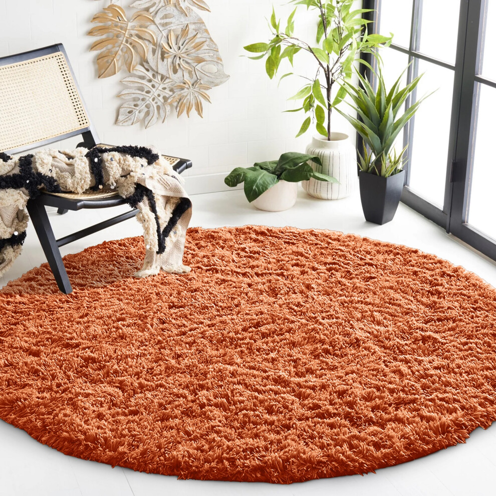 (120 x 120 cm (4 x 4 ft)_Round Rug, Orange) Extra Large Rug Soft Shaggy Living Room Carpet Mat