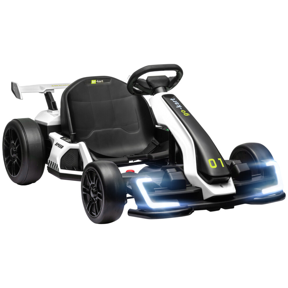 HOMCOM 24V Electric Go Kart for Kids with Adjustable Seat, White