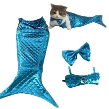 (light yellow, S) Cat Mermaid Costume Cute Mermaid Pet Dress Mini Waterproof Pet Mermaid Dress Pet Mermaid Cosplay Costume