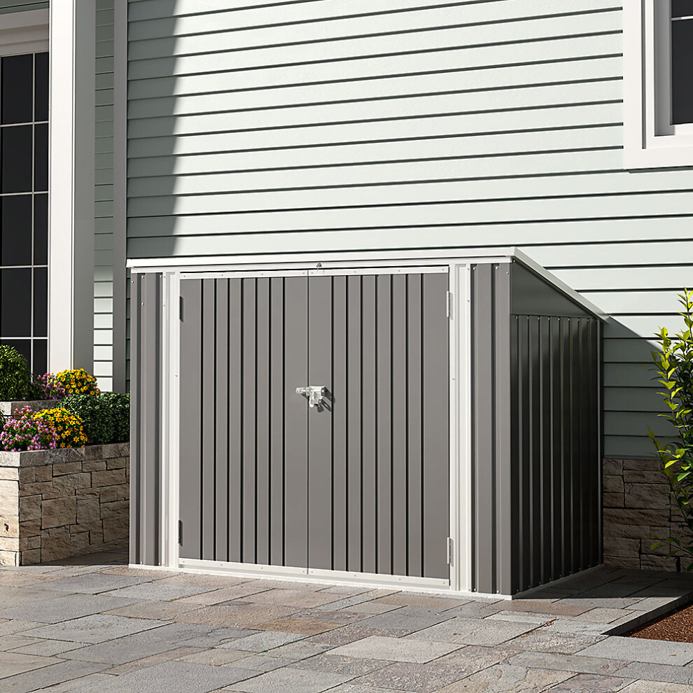 5x3 ft Garden Storage Shed with Double Lockable Doors for Trash Can