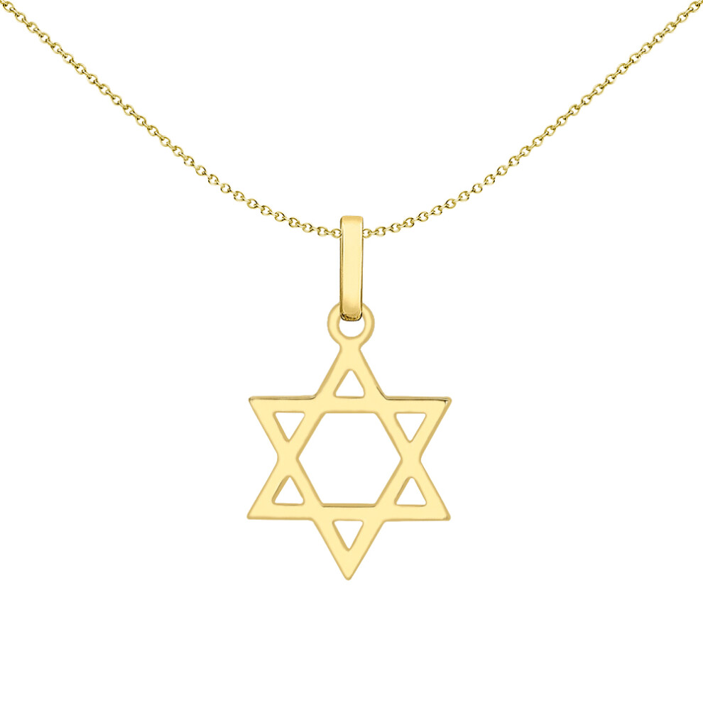 9ct Gold  Magen David Star Charm Pendant Necklace - 1-64-2521