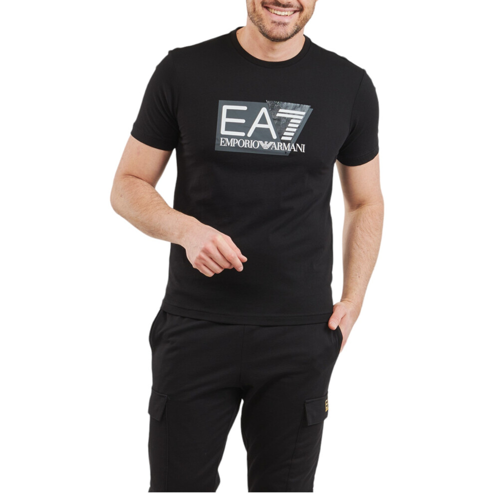 (Black, S) ARMANI EA7 3DPT81 Mens T Shirt Casual Cotton Top