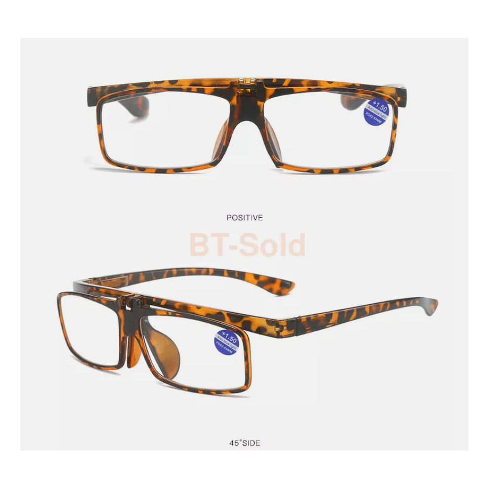 Starfull (Tortoise, +1.00) Hot Flip Up Down Reading Glasses Anti Blue Light Uv Foldable Presbyopic Eyeglass