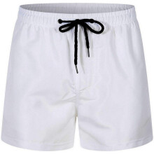 (M, White) Mens Swimming Shorts Men Drawstring Festival Beach Casual Trouser Shorts Pant Mens Cotton Shorts Swimming Costume