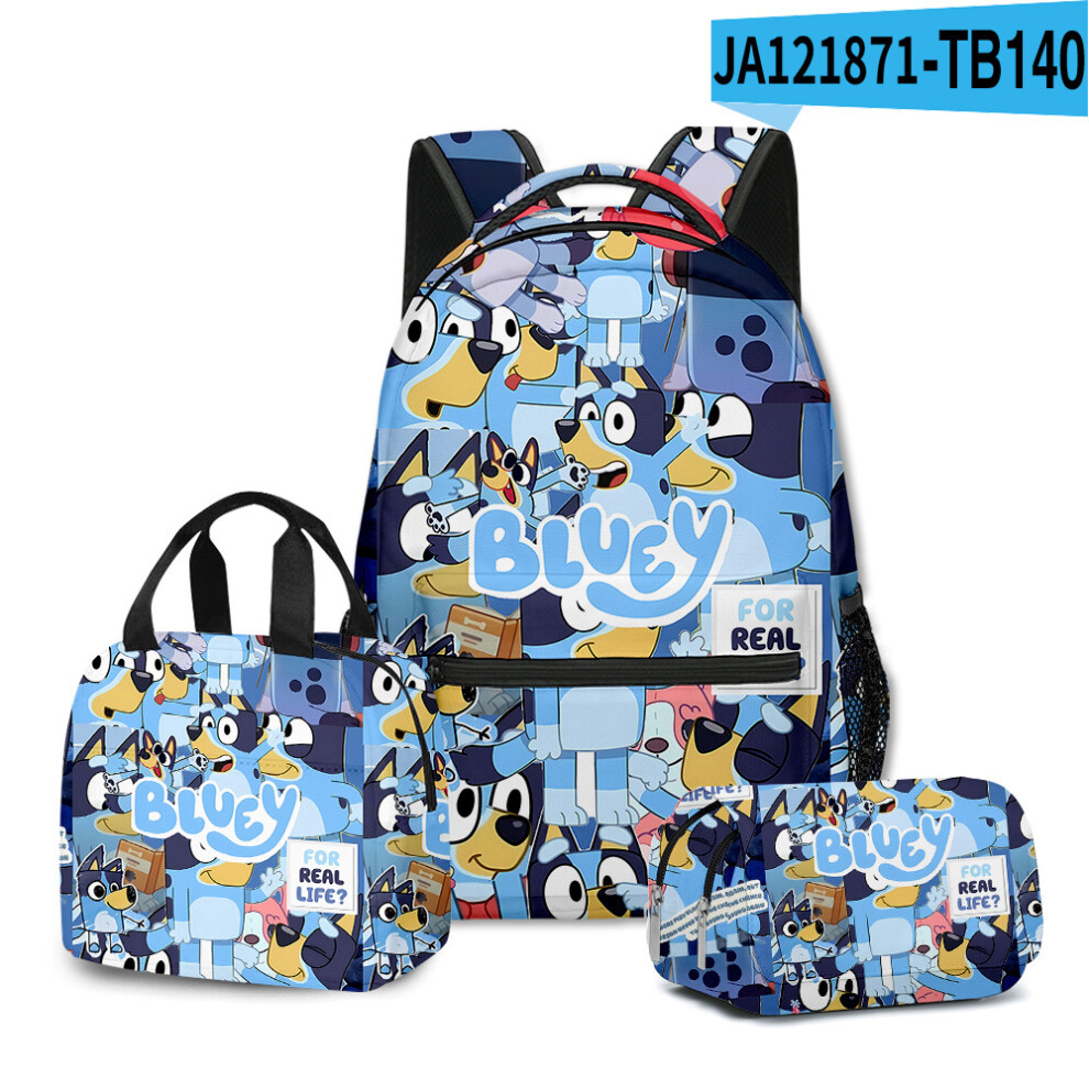 (A1) Bluey 3-Piece Student School Bag Backpack Lunch Bag Pencil Pouch