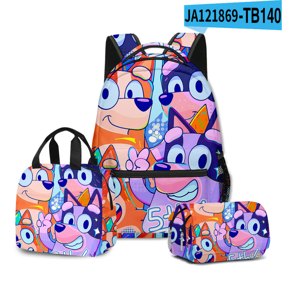 (A5) Bluey 3-Piece Student School Bag Backpack Lunch Bag Pencil Pouch