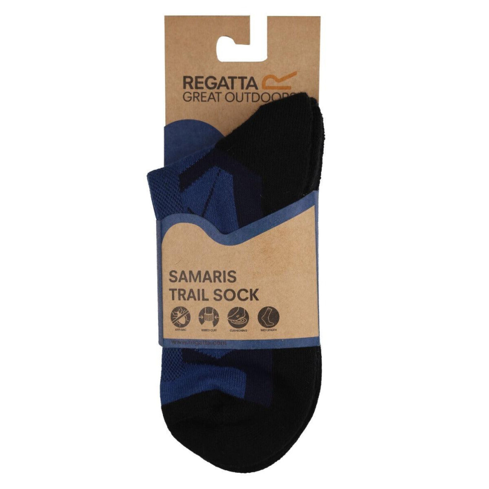 (6-8 UK) Regatta 2 Pair Active Socks Navy / Dark Steel