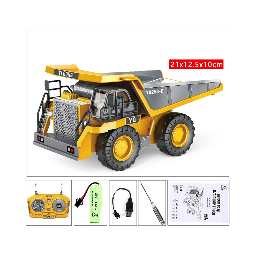 Closkye (9Ch Dump Truck) 11Ch Rc Excavator 1:20 Remote Control Truck 2.4G Engineering Vehicle Excavator Yellow/Black/Green