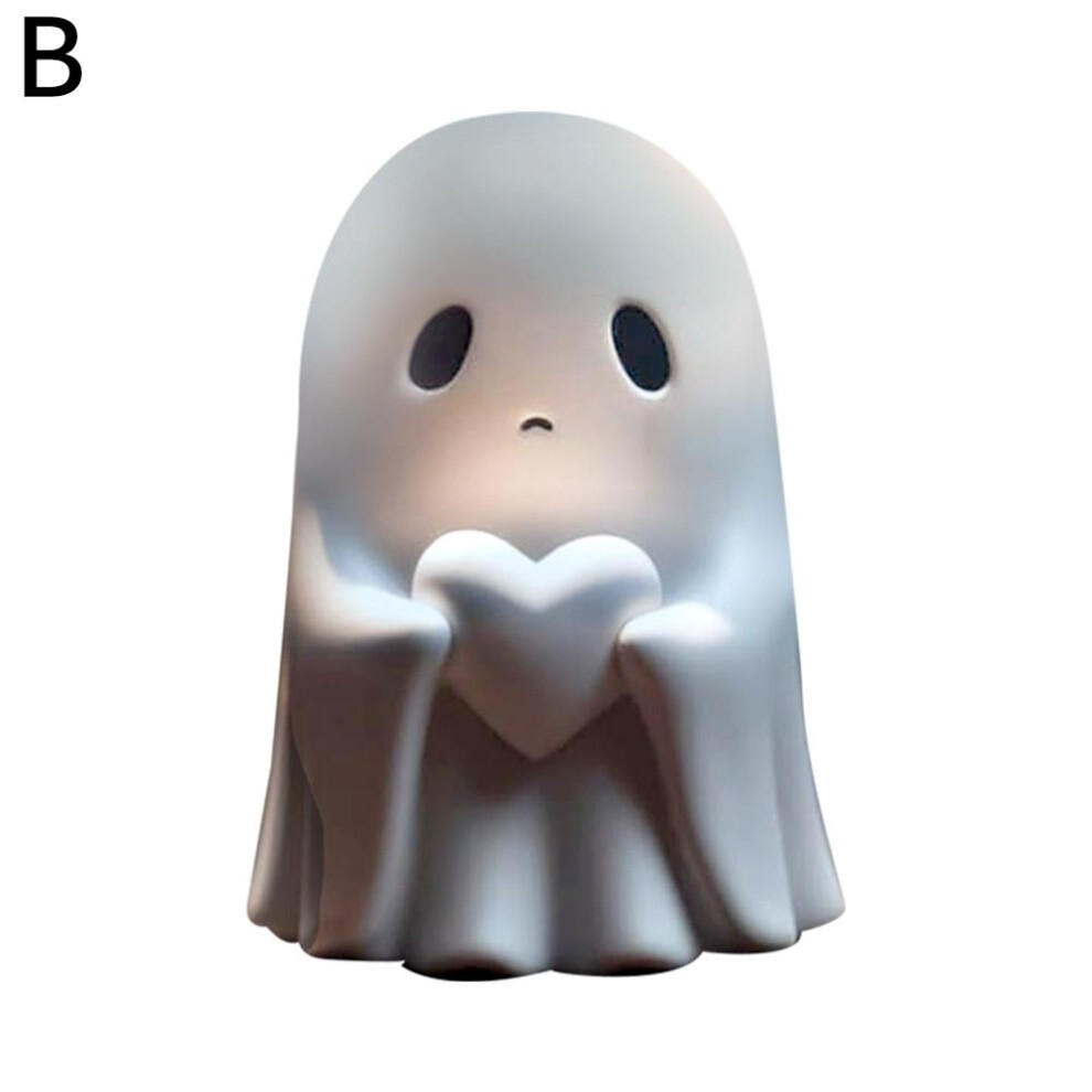 (B) Middle finger Cute Ghost Statue, Ghosts Small Scary Ghost Figurines, Halloween Home Decorations, Coffee Table Centerpieces Shelf