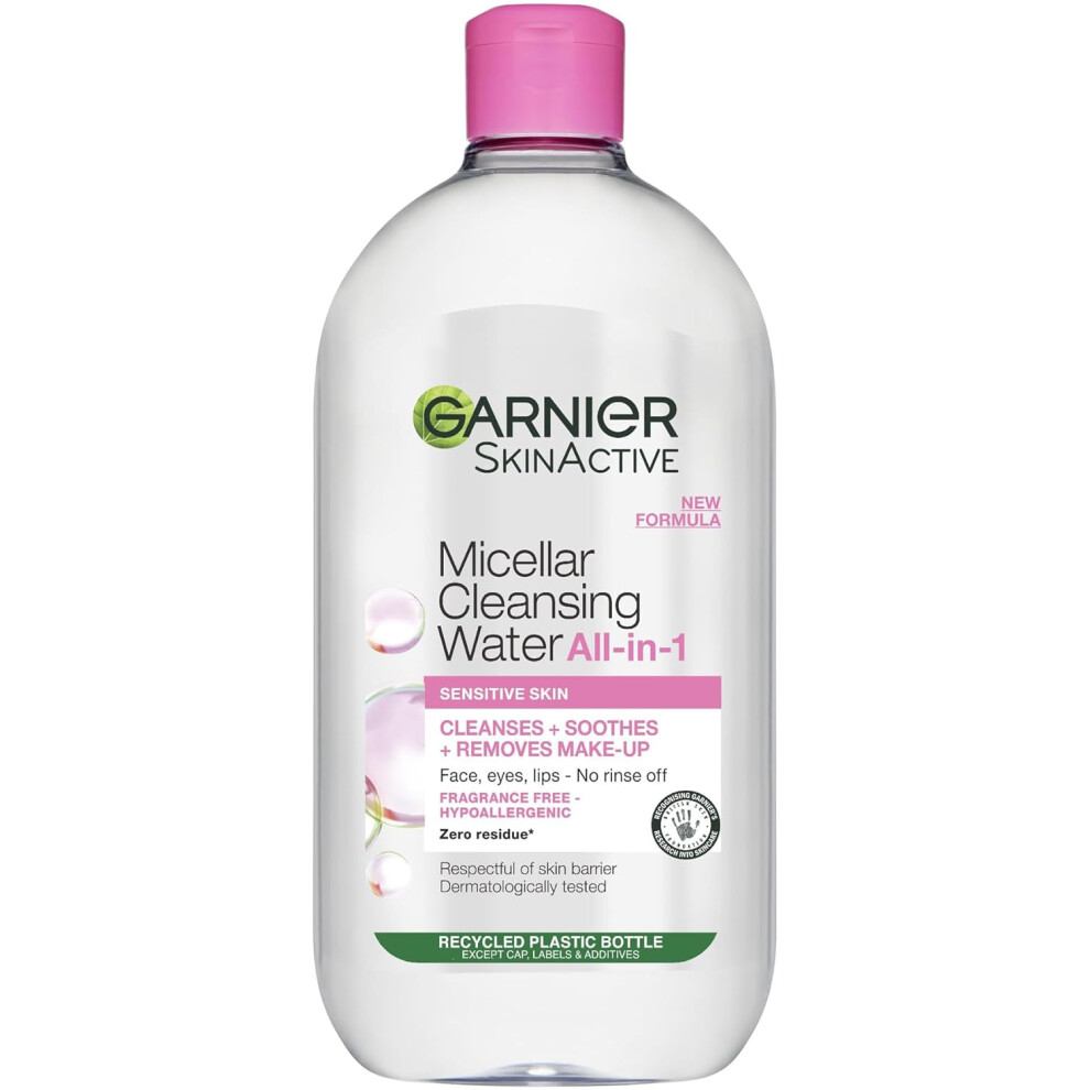 Garnier Micellar Cleansing Water Gentle face Cleanser & Makeup Remover Fragrance-Free Vegan Formula Suitable  Types Even Sensitive Skin Active 700ml