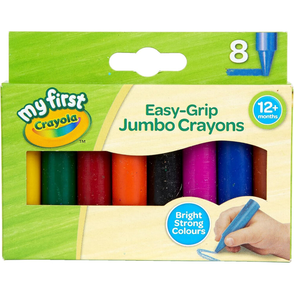 CRAYOLA MyFirst Jumbo Crayons Assorted Colours Easy-Grip Colouring Crayons Perfect Toddlers Hands Ideal Kids Aged 12 Plus Months Multicolor Pack 8