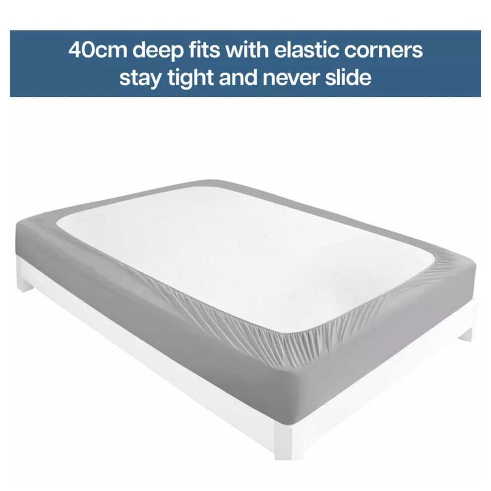 (Silver, King) Fitted Sheets 40cm Deep Bed Sheet Single Double King