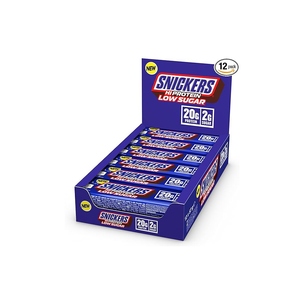 Snickers Milk Chocolate Low Sugar Protein Bars (12 x 57g), High Protein Energy Snack, 20g Protein