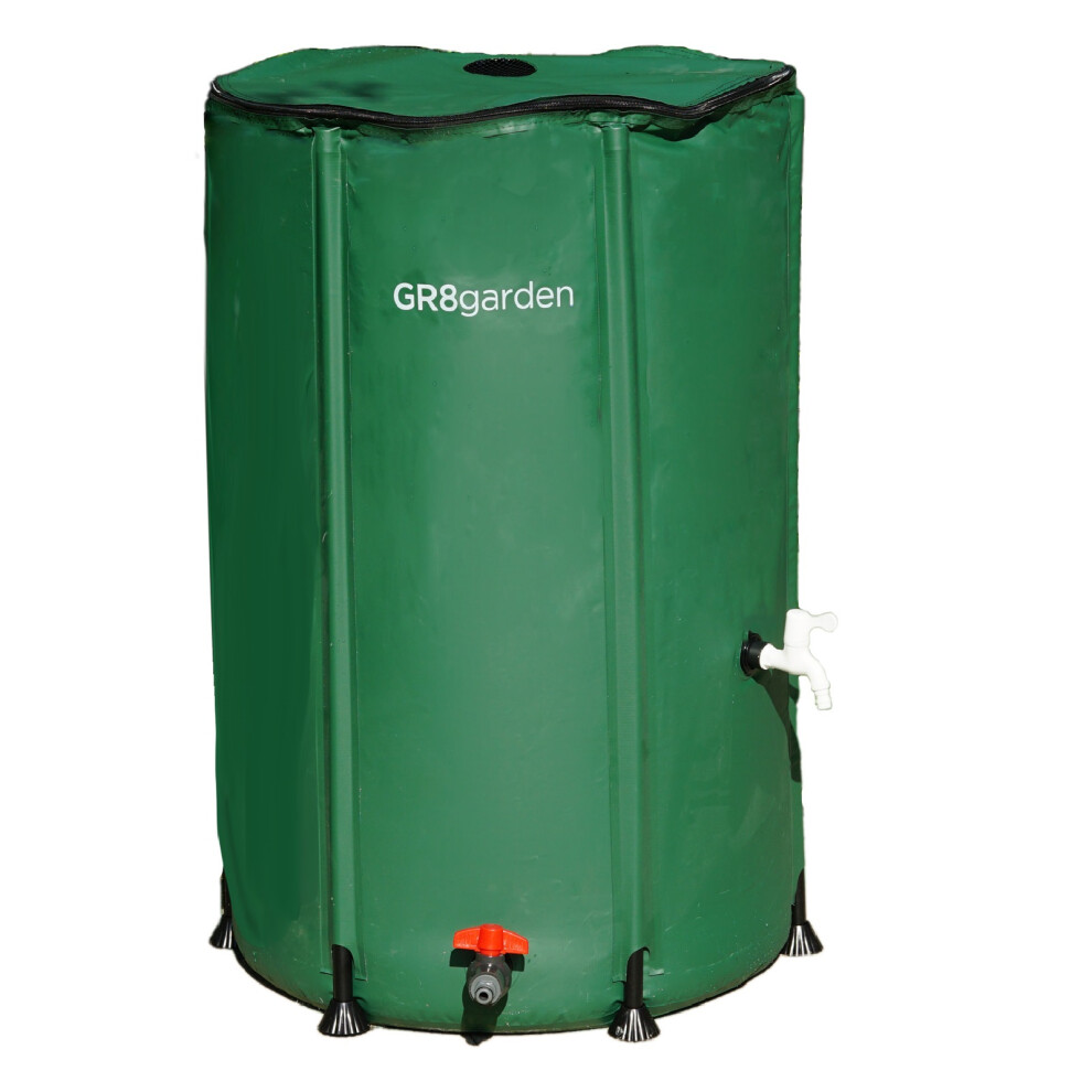 Collapsible 250L PVC Garden Water Butt Tank with Zipped Lid Drain Tap