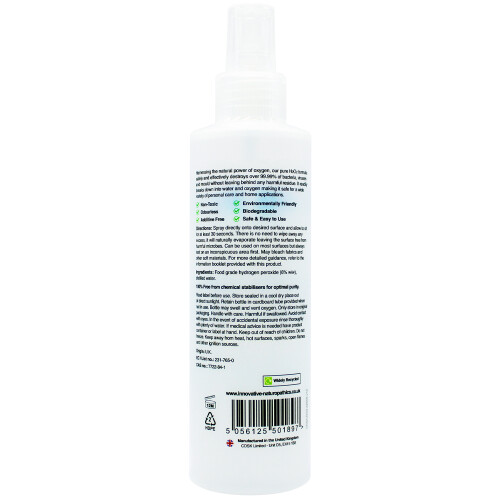 6% Food Grade Hydrogen Peroxide - 200ml Spray - Pack of 4 2