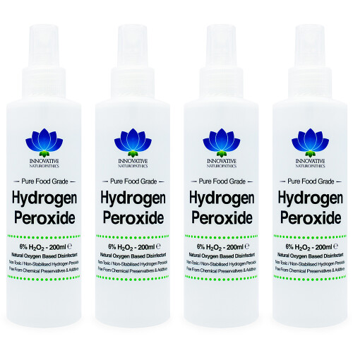 6% Food Grade Hydrogen Peroxide - 200ml Spray - Pack of 4