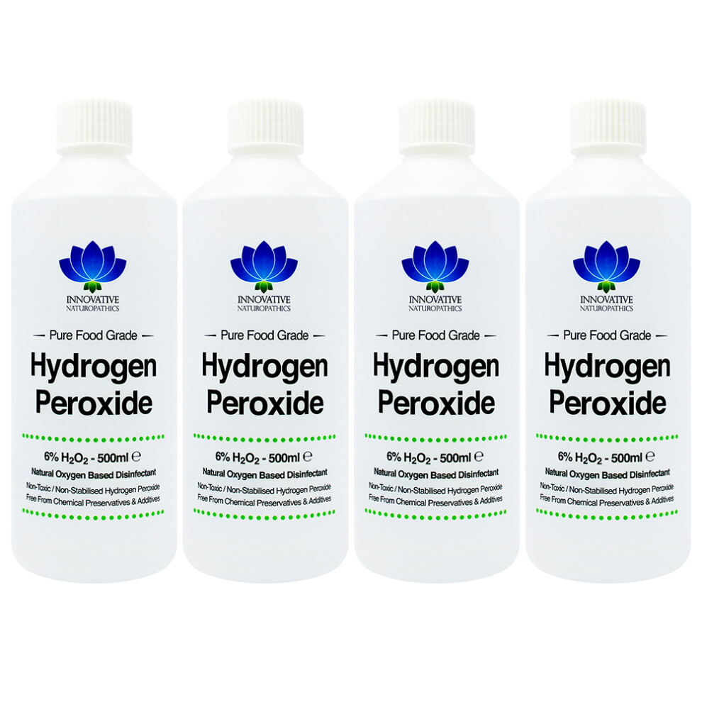 Innovative Naturopathics 6% Food Grade Hydrogen Peroxide - 2 Litres (4 X 500Ml Bottles)