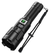 Linterna LED recargable de alto lumen, 90.000 lúmenes, zoom, 3 modos, resistente al agua IPX6, potente linterna portátil para emergencias.