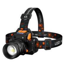 LED Headlamp 3 Modes Motion Sensor Head Light USB Rechargeable Zoom Headlight Waterproof for Outdoor Camping Mountaineering Fishing(Black)