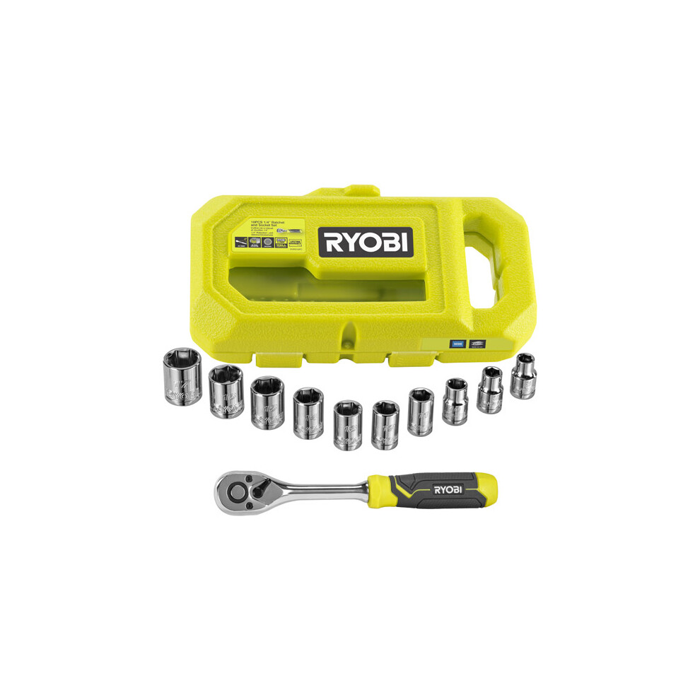 Ryobi 1/4" Ratchet & Socket Set (10pc) - RHRS10PC-image-OPC-PF7XPQY-NEW