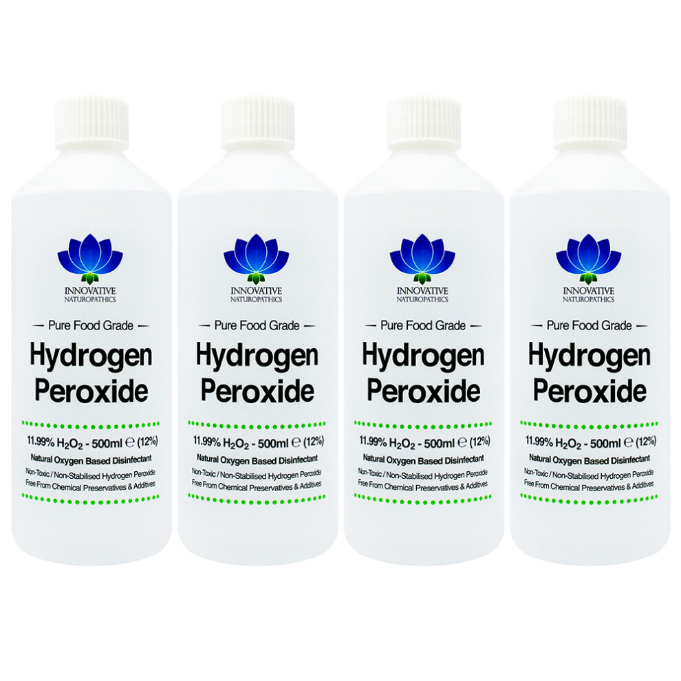 11.99% (12%) Food Grade Hydrogen Peroxide - 2L (4 x 500ml Bottles)
