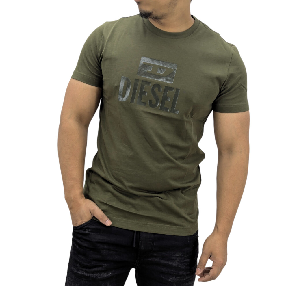 (Olive, M) DIESEL T DIEGO TONE ON TONE Mens T Shirts