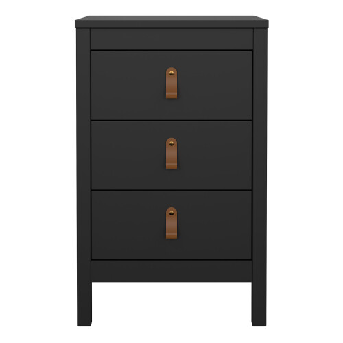 Barcelona Bedside Table 3 Drawers in Matt Black 1